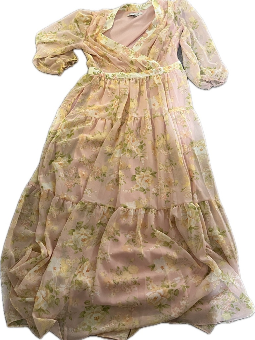 Floral Pink Long Sleeve Dress - Taylor Size 10 - Picture 5 of 5